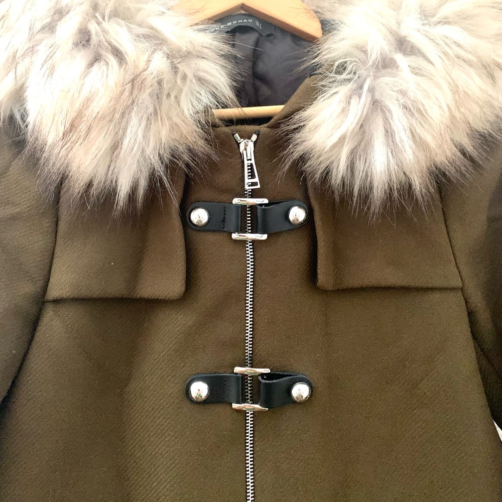 Zara Wool Fur Hooded Jacket - Picture 4 of 14
